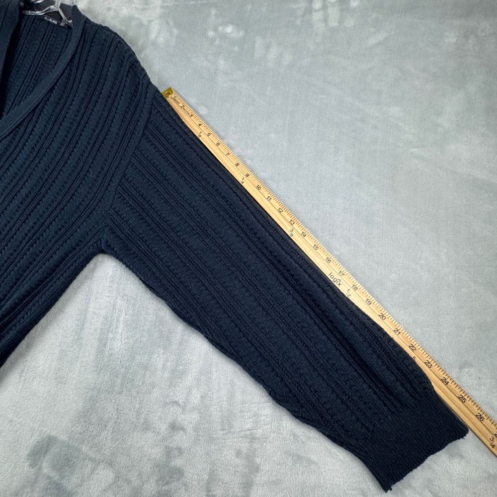 Y2K Bill Blass Men's‎ Navy Blue Ribbed Knit V-Neck Button-Up Cardigan Sweater XL - Picture 7 of 9